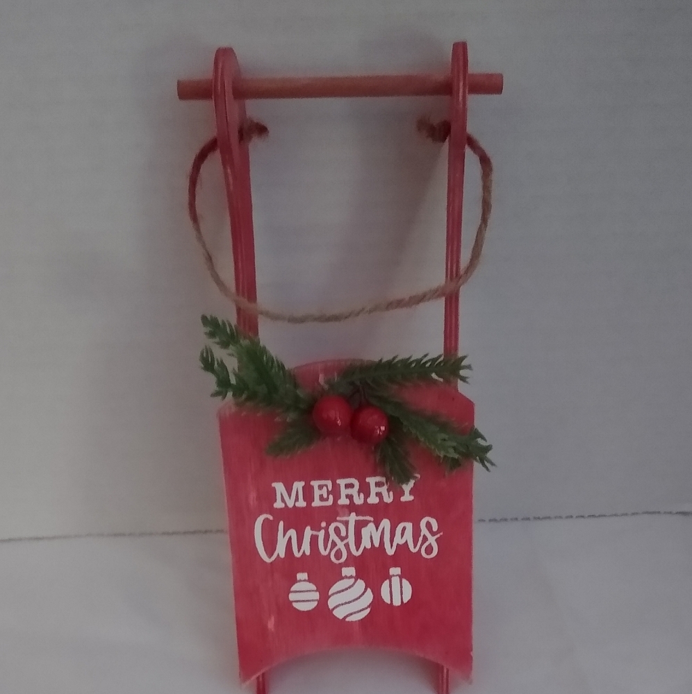 Set of 3 Christmas sled ornaments Chalk Couture